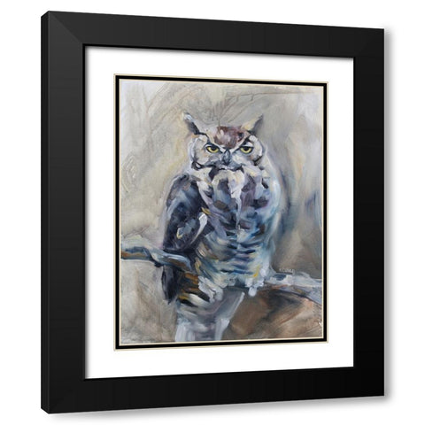 Great Horned Owl Black Modern Wood Framed Art Print with Double Matting by Gould, Renee