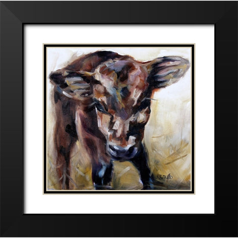Hello Black Modern Wood Framed Art Print with Double Matting by Gould, Renee