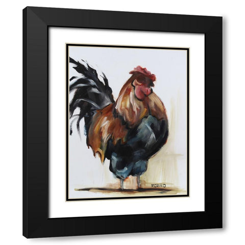 Rooster 2 Black Modern Wood Framed Art Print with Double Matting by Gould, Renee