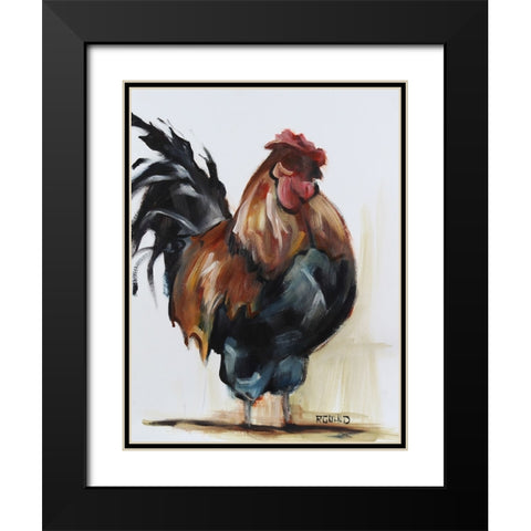 Rooster 2 Black Modern Wood Framed Art Print with Double Matting by Gould, Renee