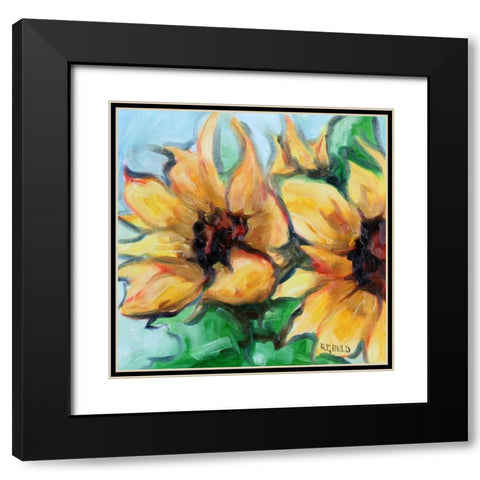 Sunflowers 4 Black Modern Wood Framed Art Print with Double Matting by Gould, Renee
