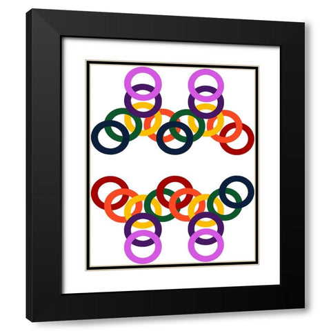 Rainbow Circles-4 Black Modern Wood Framed Art Print with Double Matting by Homawoo, Richard
