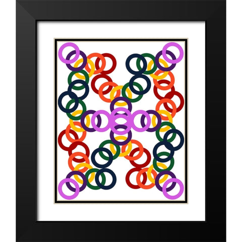 Rainbow Circles-18 Black Modern Wood Framed Art Print with Double Matting by Homawoo, Richard