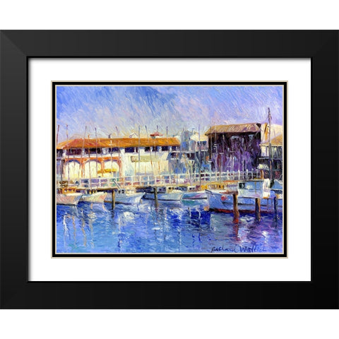 Fishermans Wharf Black Modern Wood Framed Art Print with Double Matting by Wallich, Richard
