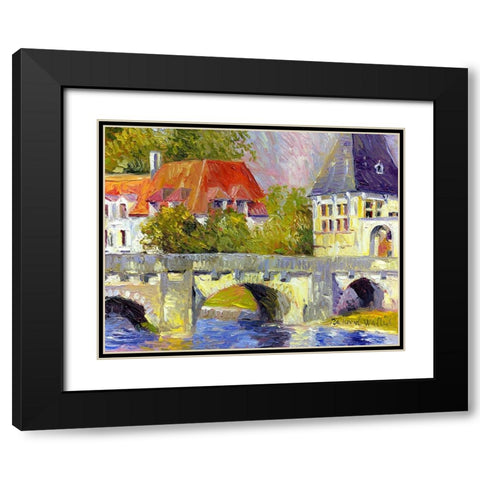 Brantome Bridge Black Modern Wood Framed Art Print with Double Matting by Wallich, Richard