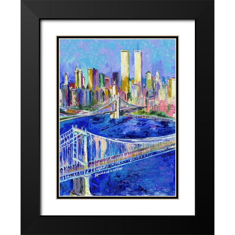 New York Black Modern Wood Framed Art Print with Double Matting by Wallich, Richard