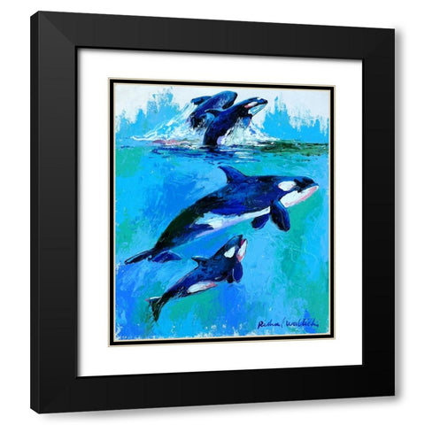 Whales Black Modern Wood Framed Art Print with Double Matting by Wallich, Richard