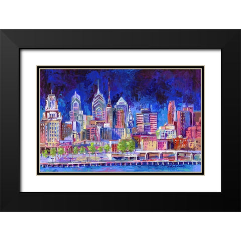 Philadelphia Black Modern Wood Framed Art Print with Double Matting by Wallich, Richard