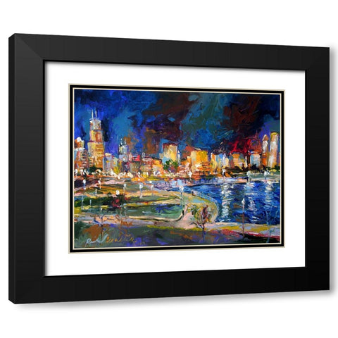 Chicago Black Modern Wood Framed Art Print with Double Matting by Wallich, Richard