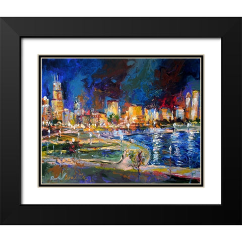 Chicago Black Modern Wood Framed Art Print with Double Matting by Wallich, Richard