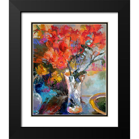 Flowers In Vase Black Modern Wood Framed Art Print with Double Matting by Wallich, Richard