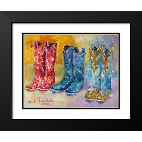 Cowboy Boots Black Modern Wood Framed Art Print with Double Matting by Wallich, Richard