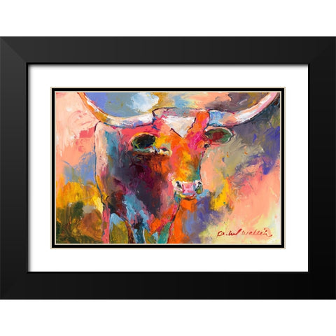Steer Black Modern Wood Framed Art Print with Double Matting by Wallich, Richard