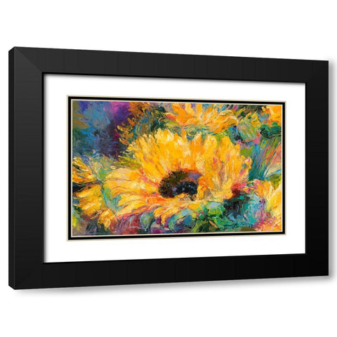 Blue Sunflowers Black Modern Wood Framed Art Print with Double Matting by Wallich, Richard