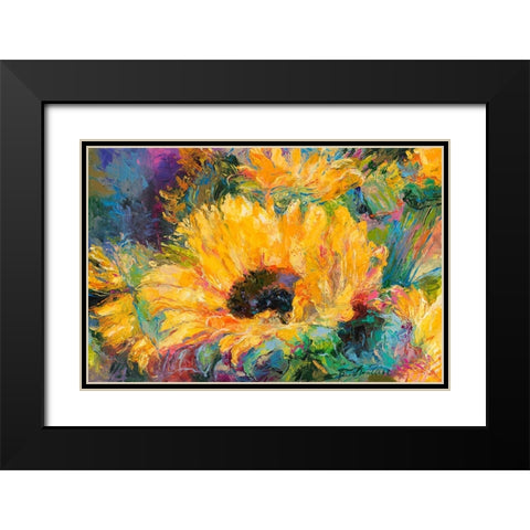 Blue Sunflowers Black Modern Wood Framed Art Print with Double Matting by Wallich, Richard