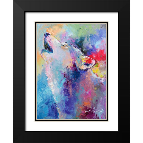 Wolf Black Modern Wood Framed Art Print with Double Matting by Wallich, Richard