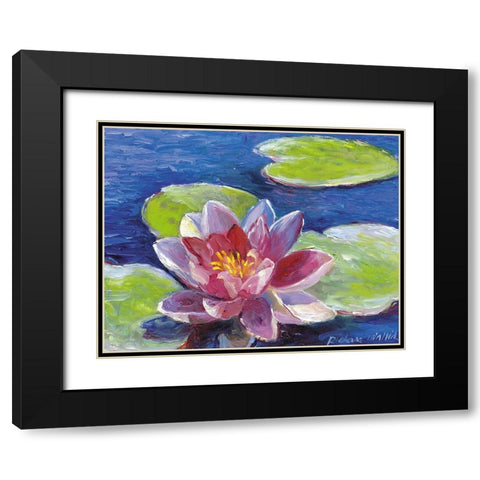 Lily Pad Flowers Black Modern Wood Framed Art Print with Double Matting by Wallich, Richard