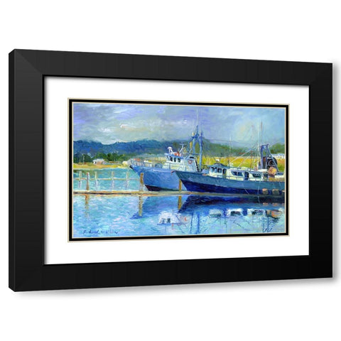 Fishing Boats On Oregon Coast Black Modern Wood Framed Art Print with Double Matting by Wallich, Richard