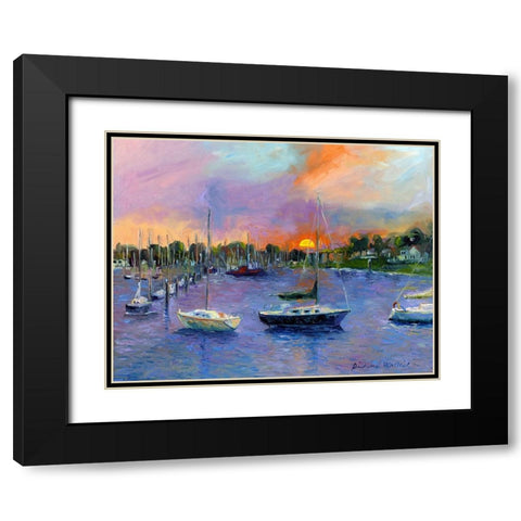 Wickford At Dusk Black Modern Wood Framed Art Print with Double Matting by Wallich, Richard