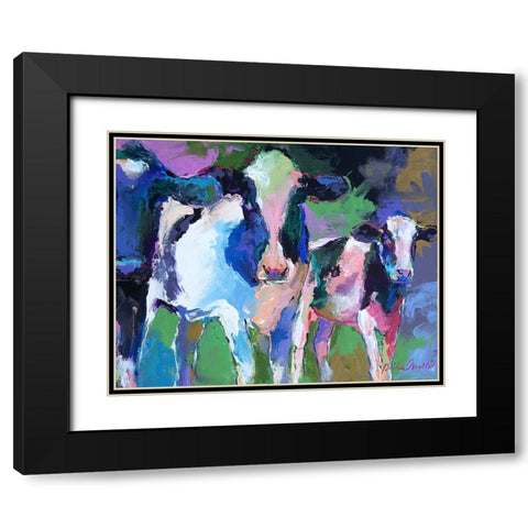 Art 3 Cows Black Modern Wood Framed Art Print with Double Matting by Wallich, Richard