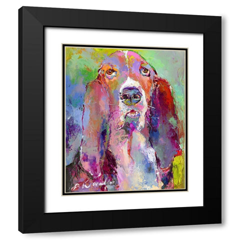 Art Basset Hound Black Modern Wood Framed Art Print with Double Matting by Wallich, Richard