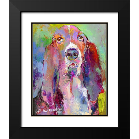 Art Basset Hound Black Modern Wood Framed Art Print with Double Matting by Wallich, Richard