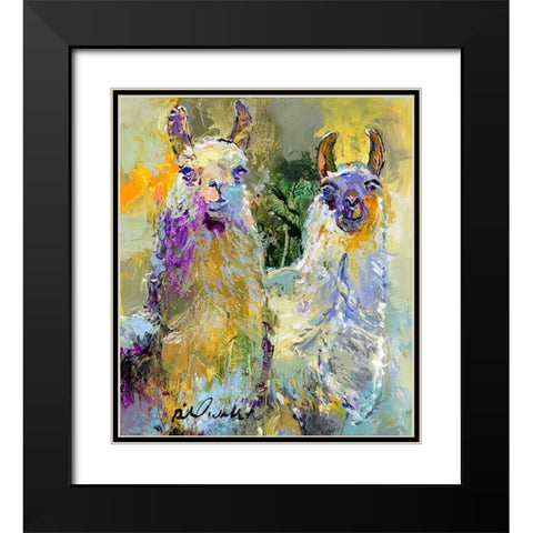 Llamas Black Modern Wood Framed Art Print with Double Matting by Wallich, Richard