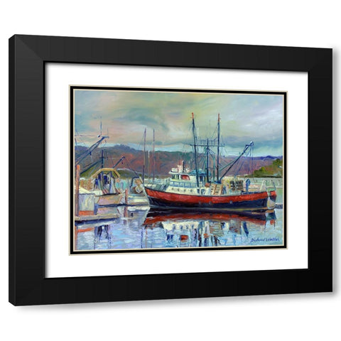 Red Boat Black Modern Wood Framed Art Print with Double Matting by Wallich, Richard