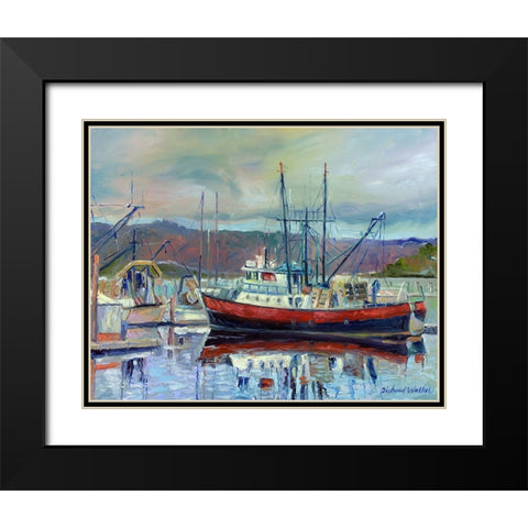 Red Boat Black Modern Wood Framed Art Print with Double Matting by Wallich, Richard