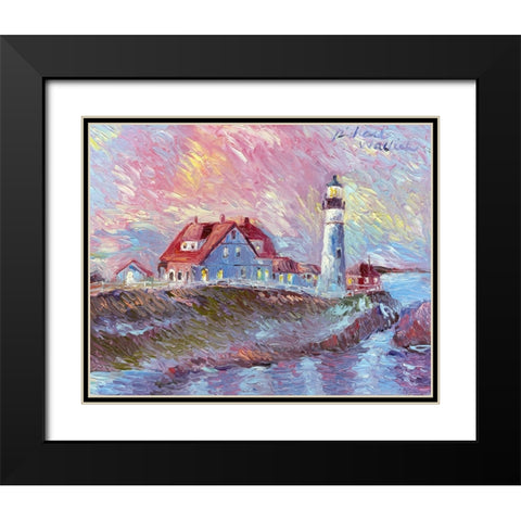 Lighthouse Black Modern Wood Framed Art Print with Double Matting by Wallich, Richard