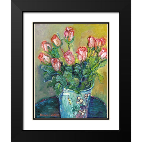 Flowers In A Vase Black Modern Wood Framed Art Print with Double Matting by Wallich, Richard