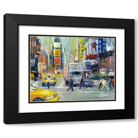 Times Square Black Modern Wood Framed Art Print with Double Matting by Wallich, Richard
