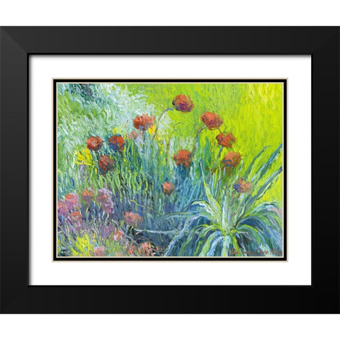 Art Flowers 1 Black Modern Wood Framed Art Print with Double Matting by Wallich, Richard