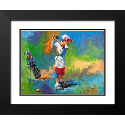 Kid Golf Black Modern Wood Framed Art Print with Double Matting by Wallich, Richard
