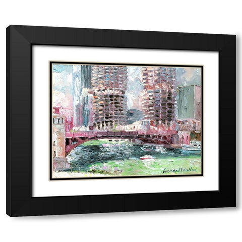 Marina Towers Black Modern Wood Framed Art Print with Double Matting by Wallich, Richard