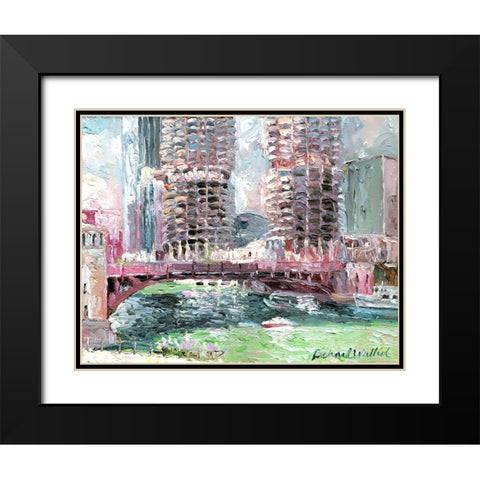 Marina Towers Black Modern Wood Framed Art Print with Double Matting by Wallich, Richard