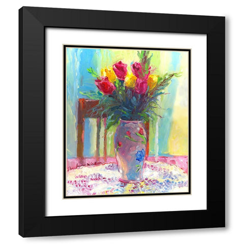 Roses 4 Black Modern Wood Framed Art Print with Double Matting by Wallich, Richard