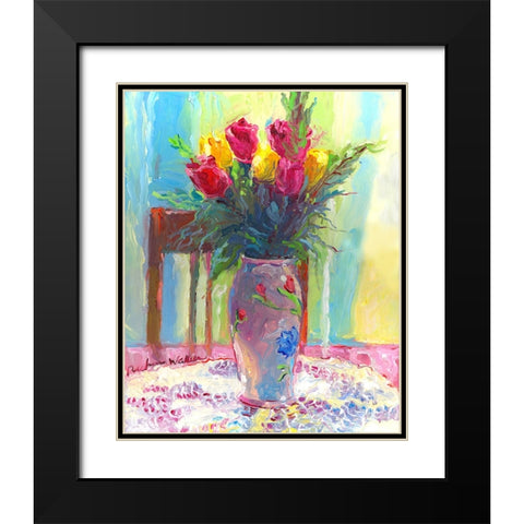 Roses 4 Black Modern Wood Framed Art Print with Double Matting by Wallich, Richard