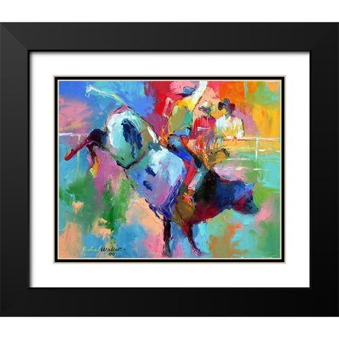 Bull Riding Black Modern Wood Framed Art Print with Double Matting by Wallich, Richard