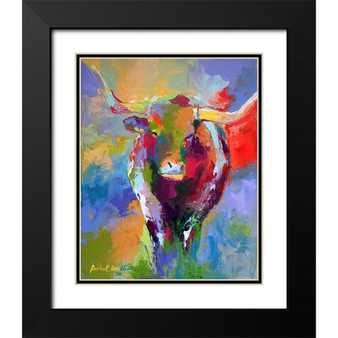 Longhorn Black Modern Wood Framed Art Print with Double Matting by Wallich, Richard