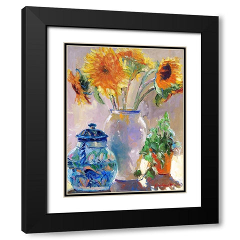 Sunflowers Black Modern Wood Framed Art Print with Double Matting by Wallich, Richard