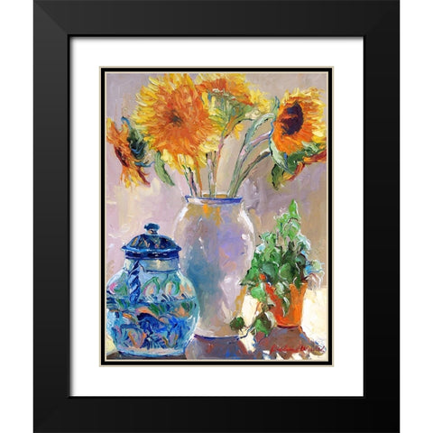 Sunflowers Black Modern Wood Framed Art Print with Double Matting by Wallich, Richard