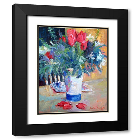 Tulip Black Modern Wood Framed Art Print with Double Matting by Wallich, Richard