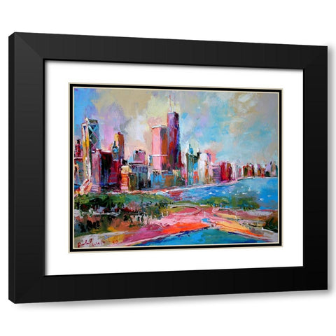 Cityscape Black Modern Wood Framed Art Print with Double Matting by Wallich, Richard
