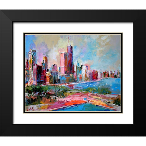 Cityscape Black Modern Wood Framed Art Print with Double Matting by Wallich, Richard