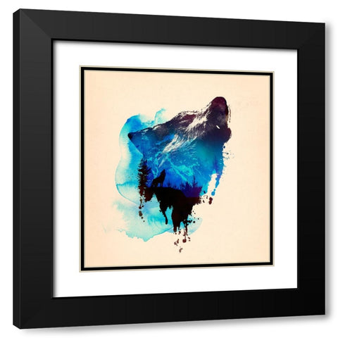 Alone As A Wolf Black Modern Wood Framed Art Print with Double Matting by Farkas, Robert