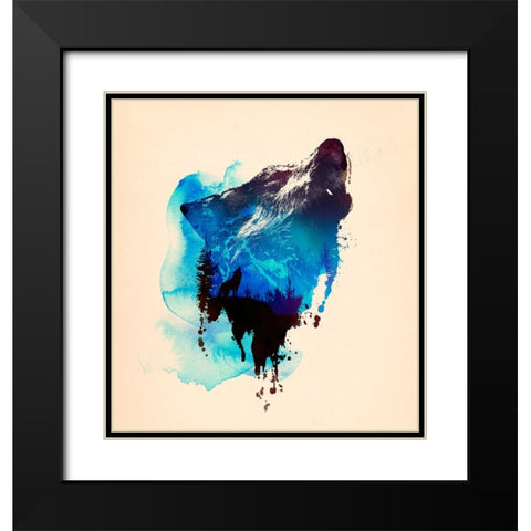 Alone As A Wolf Black Modern Wood Framed Art Print with Double Matting by Farkas, Robert