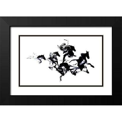 Black Horses Black Modern Wood Framed Art Print with Double Matting by Farkas, Robert