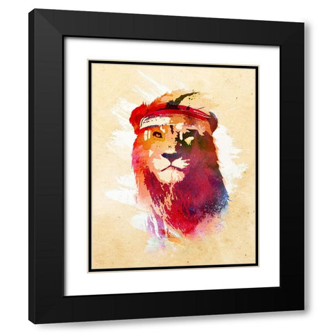 Gym Lion Black Modern Wood Framed Art Print with Double Matting by Farkas, Robert