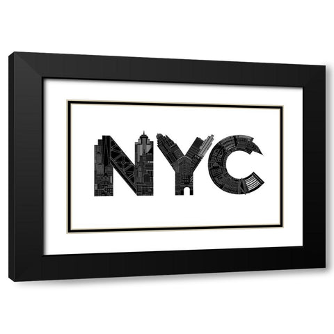 NYC Black Modern Wood Framed Art Print with Double Matting by Farkas, Robert